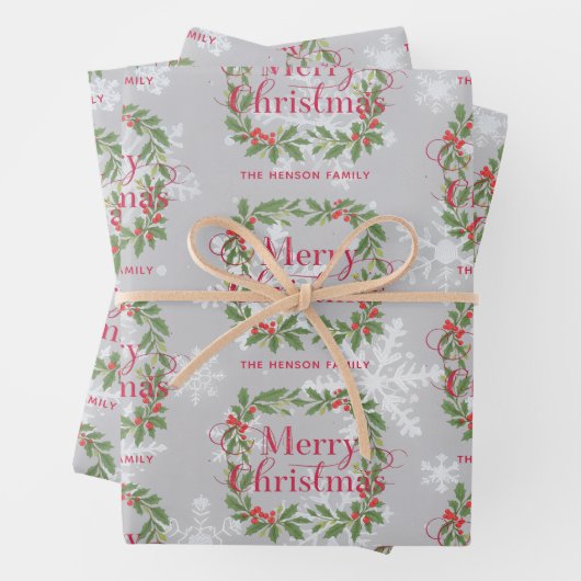 Eleganter Tannenbaum-Weihnachtskranz Geschenkpapier Set (Beispiel)