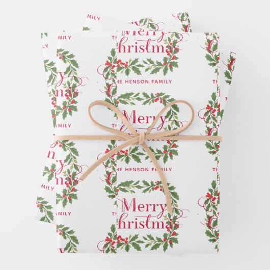 Eleganter Tannenbaum-Weihnachtskranz Geschenkpapier Set (Beispiel)