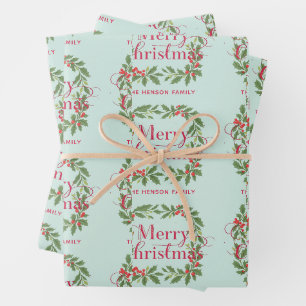 Eleganter Tannenbaum-Weihnachtskranz Geschenkpapier Set