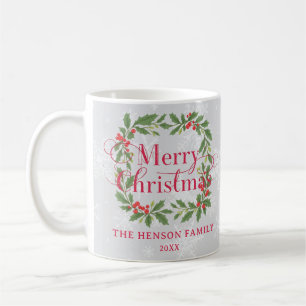 Eleganter Tannenkränze Frohe Weihnachten Familie Kaffeetasse