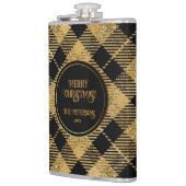 Eleganter Tartan Black Gold Glitzer Flachmann (Links)