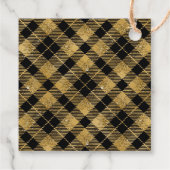 Eleganter Tartan Black Gold Glitzer Geschenkanhänger (Rückseite)