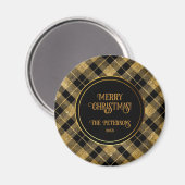 Eleganter Tartan Black Gold Glitzer Magnet (Vorderseite/Rückseite)