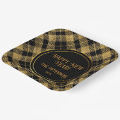 Eleganter Tartan Black Gold Glitzer Pappteller (Gewinkelt)