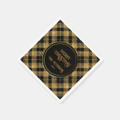 Eleganter Tartan Black Gold Glitzer Serviette (Ecke)