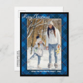Eleganter Tartan Style Frohe Weihnachtsfamilie Fot Postkarte (Vorne/Hinten)