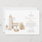 Eleganter Taufe Religiöse, geschlechtsneutrale Boh Einladung (Vorderseite)