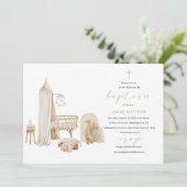 Eleganter Taufe Religiöse, geschlechtsneutrale Boh Einladung (Stehend Vorderseite)