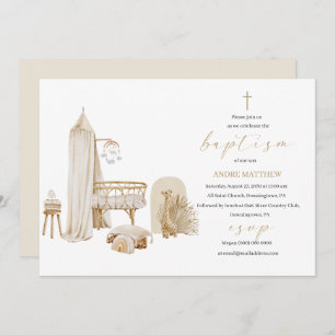 Eleganter Taufe Religiöse, geschlechtsneutrale Boh Einladung