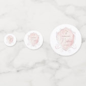 Eleganter Tauftisch mit rosa Wappen Konfetti (Rückseiten)