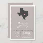 Eleganter Taupe Texas Staat Hochzeit Einladung (Vorne/Hinten)