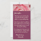 Eleganter Tauw fällt auf Pink Rose Petal Trauzeugi Dankeskarte (Rückseite)