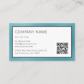 Eleganter Teal-Folien-Logo mit QR-Code Visitenkarte (Rückseite)