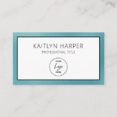 Eleganter Teal-Folien-Logo mit QR-Code Visitenkarte (Vorderseite)