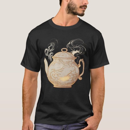 Eleganter Teapot Kontur T - Shirt (Vorderseite)