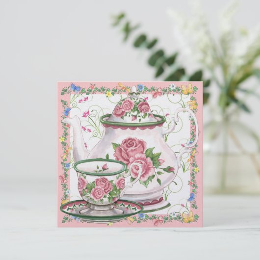 Eleganter Tee/Kaffee - SRF Einladung (Stehend Vorderseite)