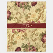 Eleganter Teppich-Stil-Monogramm mit Rosen Fleecedecke (Vorderseite)
