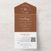 Eleganter Terracotta Monogram QR Code Wedding All In One Einladung (Innen Boden)