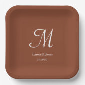 Eleganter Terracotta Monogram Wedding Party Cockta Pappteller (Vorderseite)