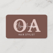 Eleganter Terrakotta-Friseur-QR-Code Visitenkarte (Vorderseite)