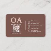 Eleganter Terrakotta-Friseur-QR-Code Visitenkarte (Rückseite)