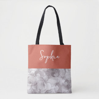 Eleganter Terrakotta-Hintergrund und grauer Marmor Tasche