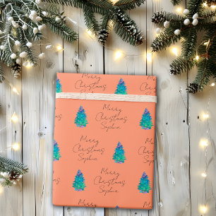 Eleganter Terrakotta Weihnachtsbaum zum Festtag  Geschenkpapier