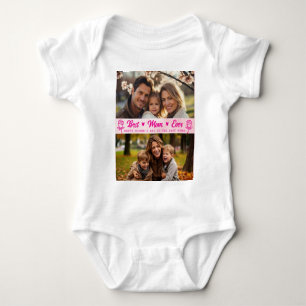 Eleganter Text Foto Muttertag Wasserfarbe Rosa Baby Strampler