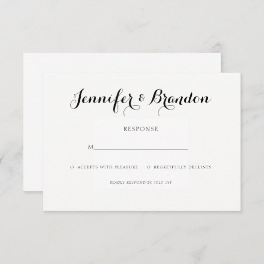 Eleganter Text Hochzeitskarte Einladung (Vorne/Hinten)