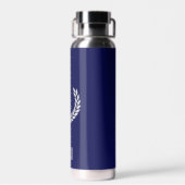 Eleganter Text, Monogramm und Silberlaurel Wreath Trinkflasche (Rückseite)