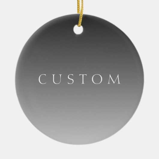 Eleganter Text über einfaches, modernes Grau Ombre Keramik Ornament (Vorne)