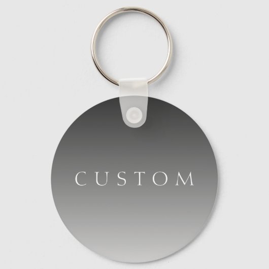 Eleganter Text über einfaches, modernes Grau Ombre Schlüsselanhänger (Vorderseite)