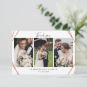 Eleganter Text und Fotos Hochzeit Vielen Dank Dankeskarte (Stehend Vorderseite)