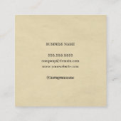 Eleganter Textur Beige Monogram Innendesigner Quadratische Visitenkarte (Rückseite)