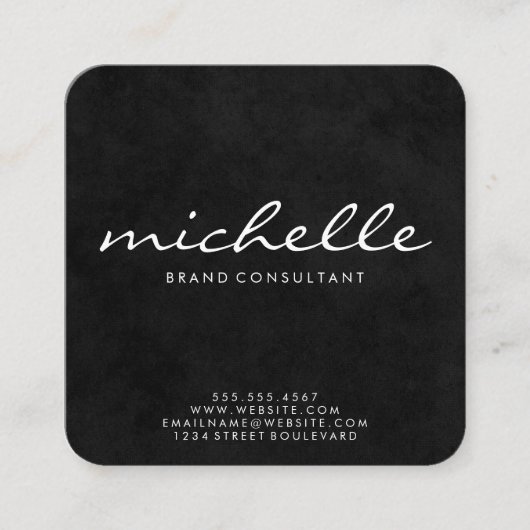 Eleganter Texturkursivtext Quadratische Visitenkarte (Vorderseite)