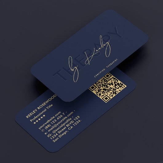 Eleganter Therapeut Physiotherapeut Dark Navy Blue Visitenkarte