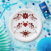 Eleganter tiefer roter Blumenschwung Pappteller (Party)