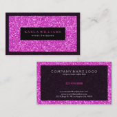 Eleganter, tiefrosa Glitzer mit schwarzen Akzenten Visitenkarte (Vorne/Hinten)