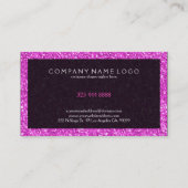 Eleganter, tiefrosa Glitzer mit schwarzen Akzenten Visitenkarte (Rückseite)