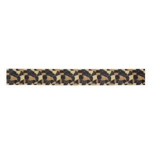 Eleganter Tierdruck mit goldenem und schwarzem Gli Satinband
