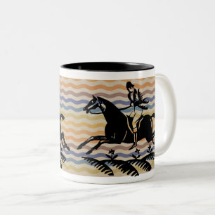 Eleganter Tiersport für Reitfreunde Zweifarbige Tasse