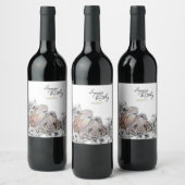 Eleganter Tiger Botanischer Blumengeburt Weinetikett (Flaschen)