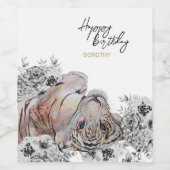 Eleganter Tiger Botanischer Blumengeburt Weinetikett (Einzelnes Label)