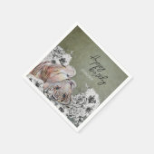 Eleganter Tiger Botanischer Blumenstrauß Gold Gebu Serviette (Ecke)