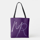 Eleganter Totbeutel mit Monogramm Lila Tasche (Rückseite)