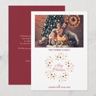 Eleganter traditioneller Weihnachts-Stechpalmen-Kr Feiertagskarte