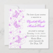 Eleganter Traum Lila Butterfly Hochzeit Einladung (Vorderseite)