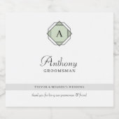 Eleganter Trauzeuge Monogram Alkoholflaschenetikett (Einzelnes Label)