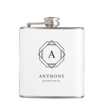 Eleganter Trauzeuge Monogram Vinyl Wrapped Flask