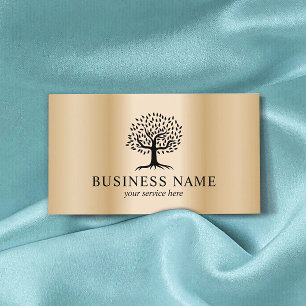 Eleganter Tree Logo Moderner Gold Hintergrund Visitenkarte